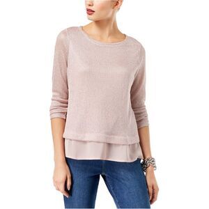 I.N.C Womens Shine Pullover Sweater, Pink, M, DM